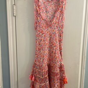 Floral Sleeveless Dress with Tassels